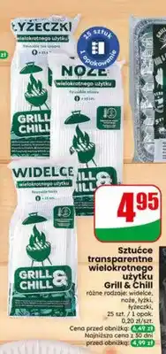 Dino Noże transparentne wielokrotnego użytku Grill & Chill 25-pak oferta