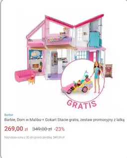Smyk Barbie, Dom w Malibu + Gokart Stacie gratis, zestaw promocyjny z lalką oferta