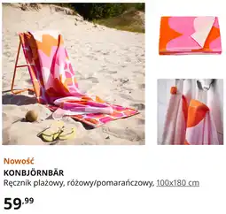 IKEA KONBJÖRNBÄR Ręcznik plażowy, różowy/pomarańczowy, 100x180 cm oferta