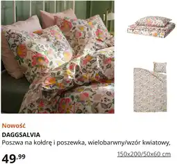 IKEA DAGGSALVIA Poszwa na kołdrę i poszewka, wielobarwny/wzór kwiatowy, 150x200/50x60 cm oferta