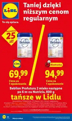 Lidl Mleko następne po 6m-cu Bebilon Profutura 2 Nutricia oferta