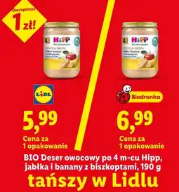 Lidl BIO Deser owocowy po 4m-cu HiPP jabłka i banany z biszkoptami oferta