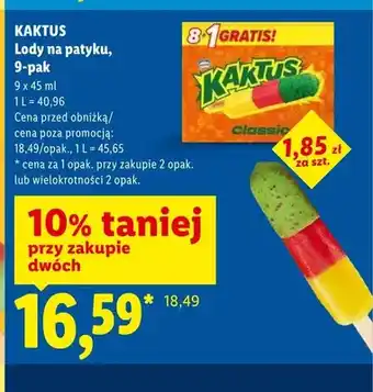 Lody na patyku KAKTUS 9-pak