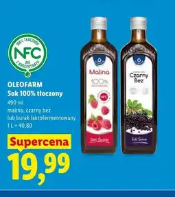 Lidl Sok 100% tłoczony Oleofarm malina oferta