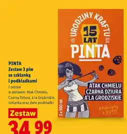 Lidl Zestaw piw Pinta ze szklanką i podkładkami 3-pak oferta