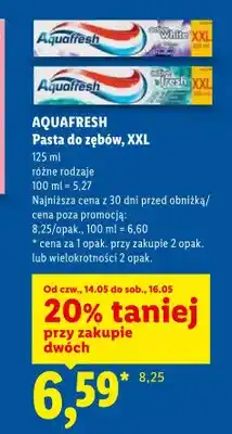 Lidl Pasta do zębów AQUAFRESH XXL active white oferta