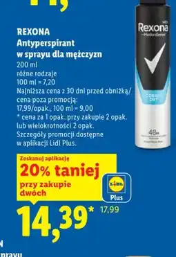 Lidl Antyperspirant w sprayu dla mężczyzn Rexona Men Cobalt Dry oferta