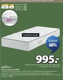 JYSK Materac sprężynowy DREAMZONE MORA 80x200cm oferta