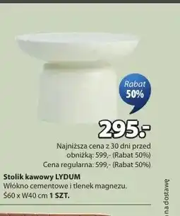 JYSK Stolik kawowy LYDUM włókno cementowe i tlenek magnezu Ś60xW40cm oferta