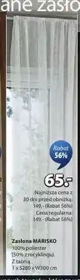 JYSK Zasłona MARISKO 100% poliester z taśmą 1xS280xW300cm oferta