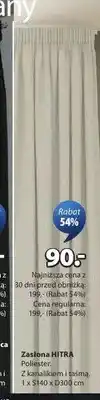 JYSK Zasłona HITRA poliester z kanalikiem i taśmą 1xS140xD300cm oferta