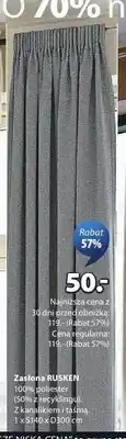 JYSK Zasłona RUSKEN 100% poliester z kanalikiem i taśmą 1xS140xD300cm oferta