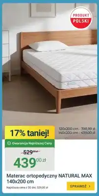 ERLI Materac ortopedyczny NATURAL MAX 120x200cm oferta