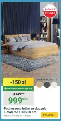 ERLI Podnoszone łóżko ze skrzynią + materac 160x200cm oferta