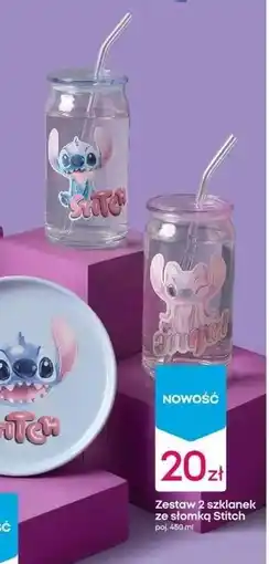 Pepco Zestaw 2 szklanek ze słomką Stitch oferta