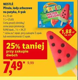 Lidl Pirulo, lody arbuzowe na patyku, 4-pak NESTLÉ oferta