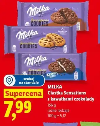 Lidl MILKA Ciastka Sensations z kawałkami czekolady oferta
