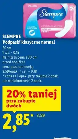 Lidl SIEMPRE Podpaski klasyczne normal oferta