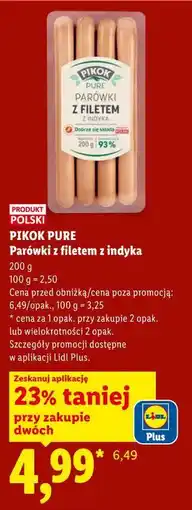 Lidl Parówki z filetem z indyka oferta
