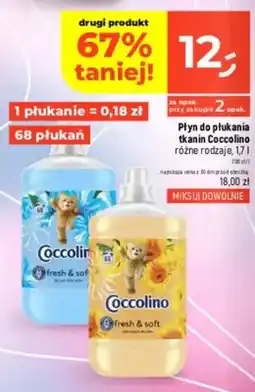 Dealz Płyn do płukania tkanin Coccolino fresh & soft blue splash 68 płukań oferta