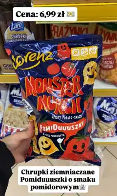 Dino Chrupki ziemniaczane Lorenz Monster Munch Pomiduuuszki o smaku pomidorowym oferta