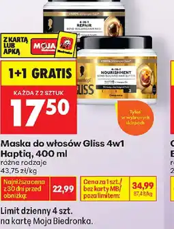 Biedronka Maska do włosów Gliss 4w1 Haptiq oferta
