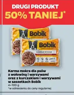 Netto Karma mokra dla psów z wołowiną i warzywami oraz z kurczakiem i warzywami w saszetkach Bobik oferta
