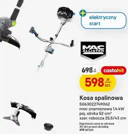 Castorama Kosa spalinowa MAC ALLISTER moc znamionowa 1,4kW poj. silnika 52 cm³ szer. robocza 25,5/43cm oferta