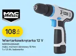 Castorama Wiertarkowkrętarka MAC ALLISTER 12V maks. moment obrotowy 15Nm 1x1,5Ah ładowarka oferta