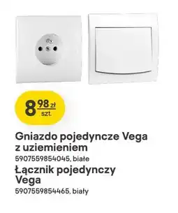 Castorama Gniazdo pojedyncze Vega z uziemieniem białe oferta