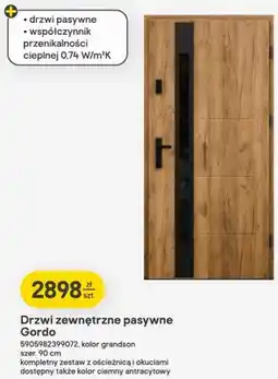 Castorama Drzwi zewnętrzne pasywne Gordo kolor ciemny antracytowy szer. 90cm oferta