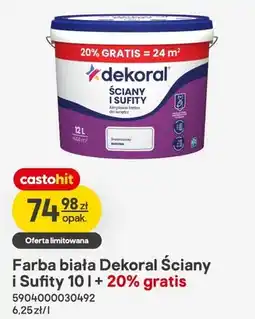 Castorama Farba biała Dekoral Ściany i Sufity 10l + 20% gratis oferta