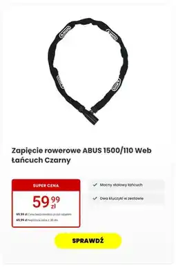 Media Expert Zapięcie rowerowe abus 1500/110 Web łańcuch Czarny oferta