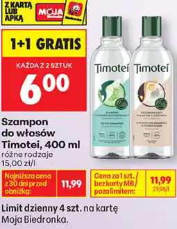 Biedronka Szampon do włosów Timotei oferta