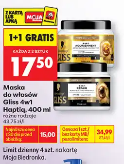 Biedronka Maska do włosów Gliss 4w1 Haptiq oferta