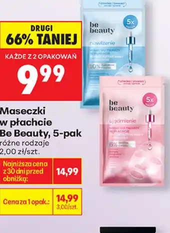 Biedronka Maseczki w płachcie Be Beauty oferta