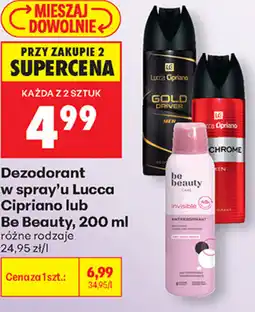 Biedronka Dezodorant w spray'u Lucca Cipriano lub Be Beauty oferta