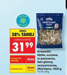 Biedronka Krewetki białe, surowe, w pancerzu, bez głowy, oczyszczone, Marinero oferta