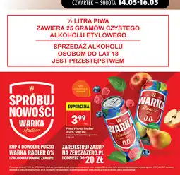Biedronka Piwo Warka Radler 0,0% oferta