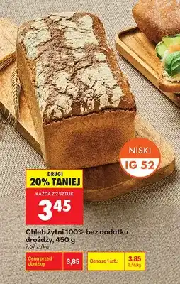 Biedronka Chleb żytni 100% bez dodatku drożdży niski IG 52 oferta