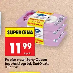 Biedronka Papier nawilżany Queen japoński ogród 3-pak 60szt oferta