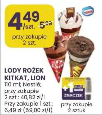 Stokrotka Market Lody Rożek KitKat, Lion oferta