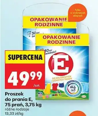 Biedronka Proszek do prania E, 75 prań, 3,75 kg oferta