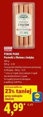 Lidl PIKOK PURE Parówki z filetem z indyka oferta