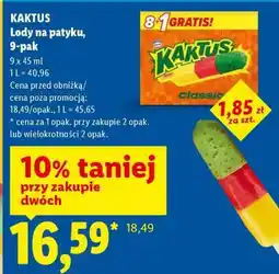 Lidl KAKTUS Lody na patyku, 9-pak oferta