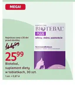 Rossmann Suplement diety w tabletkach Biotebal Plus włosy, skóra, paznokcie oferta