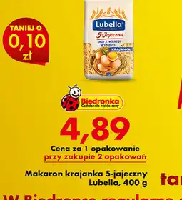 Biedronka Makaron krajanka 5-jajeczny Lubella oferta