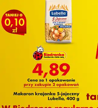 Biedronka Makaron krajanka 5-jajeczny Lubella oferta