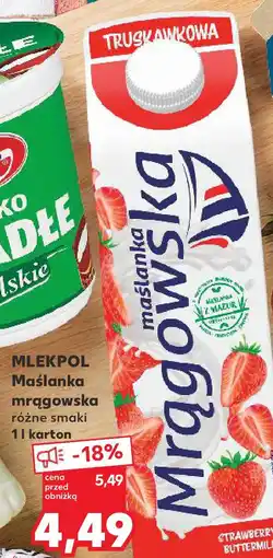 Kaufland Maślanka mrągowska różne smaki 1 l karton oferta
