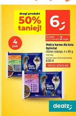 Dealz Mokra karma dla kota Optivital z indykiem i cielęciną 4-pak oferta